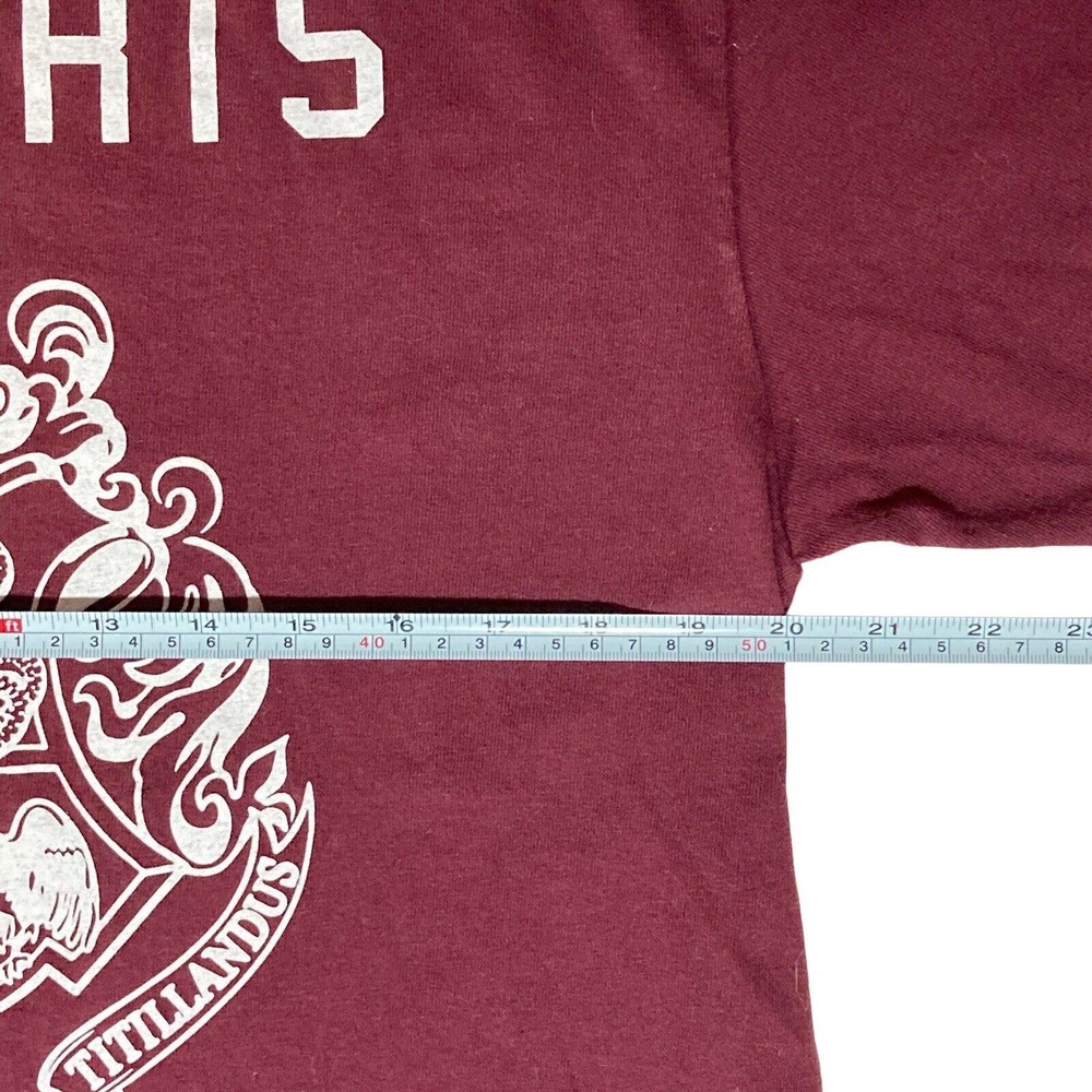 Hogwarts Crest T-SHIRT Mens LARGE Harry Potter School of Wizardry Maroon Red - Picture 3 of 9